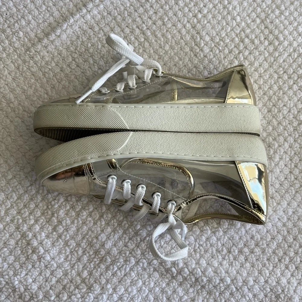 Here/now Jess platform clear and gold sneakers